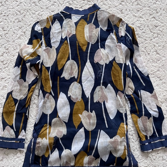 Tory Burch Floral Long Sleeve Tunic Sz 4 - Picture 6 of 6